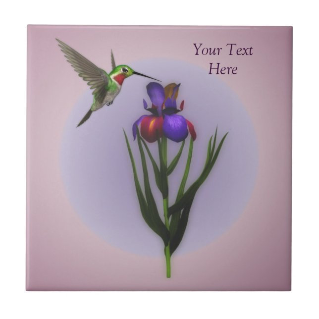 Hummingbird And Iris Flower Nature Tile (Front)