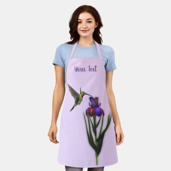 Hummingbird And Iris Flower Personalized Apron by SmilinEyesTreasures at Zazzle