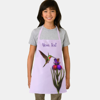 Hummingbird And Iris Flower Personalized Apron