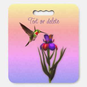 Hummingbird And Iris Flower Personalized Seat Cushion