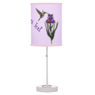 Hummingbird And Iris Flower Personalized   Table Lamp
