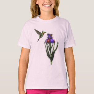 Hummingbird And Iris Flower T-Shirt