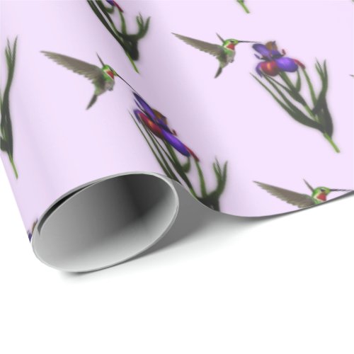 Hummingbird And Iris Flower    Wrapping Paper