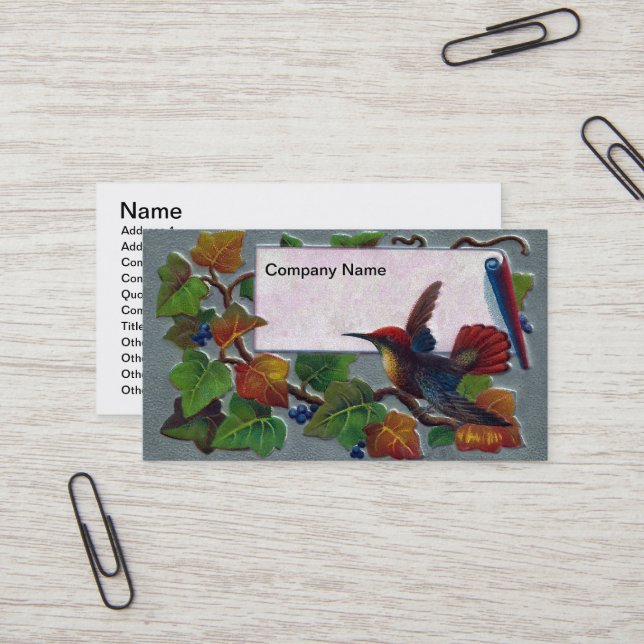 Hummingbird and Ivy Business Card (Front/Back In Situ)