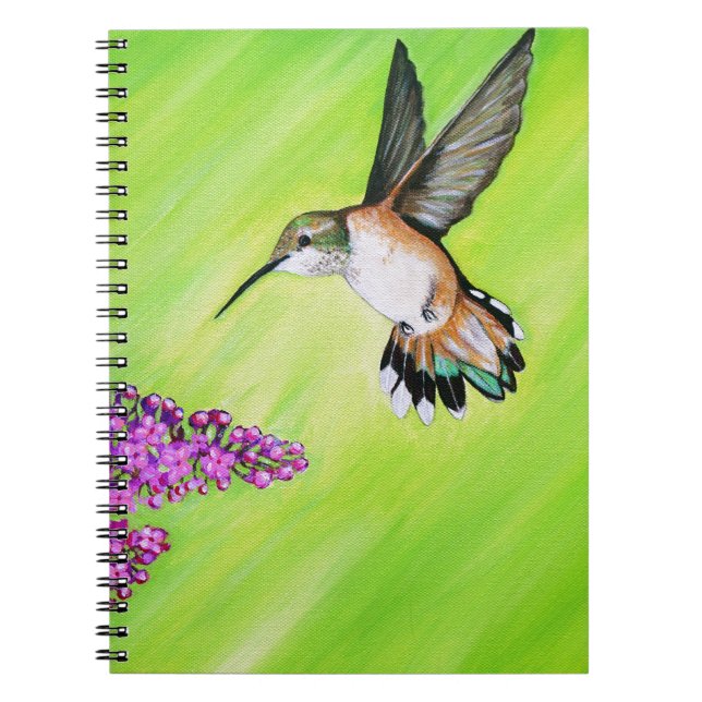 Hummingbird and Lilac Painting Notebook (Front)