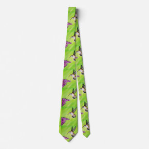 Hummingbird and Lilac Painting Tie