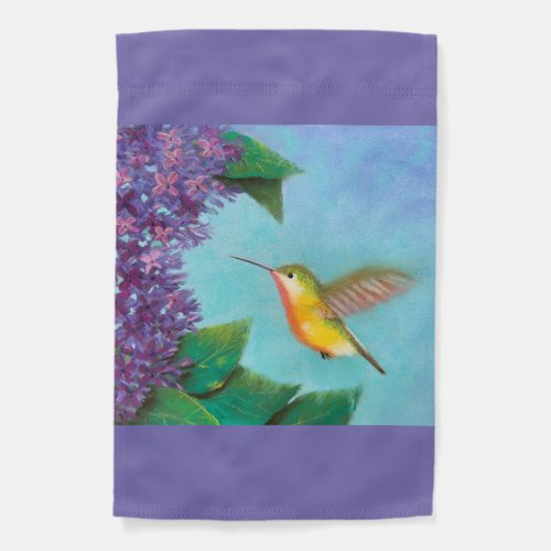 Hummingbird and Lilacs Garden Flag