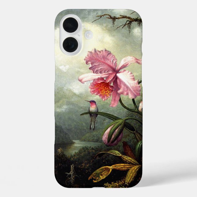 Hummingbird and Orchid, botanical artwork Case-Mate iPhone Case (Back)