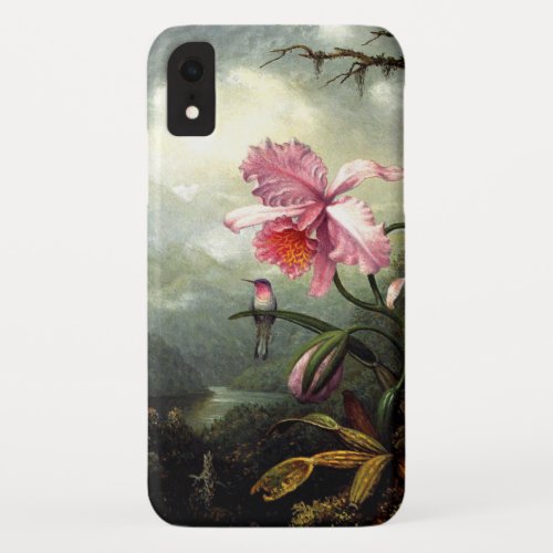 Hummingbird and Orchid botanical artwork iPhone XR Case