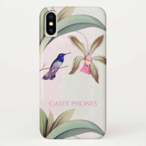 Hummingbird and Orchid Personalized iPhone X Case