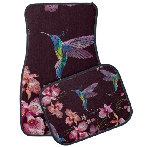 Hummingbird and orchid tropical seamless fashion car floor mat