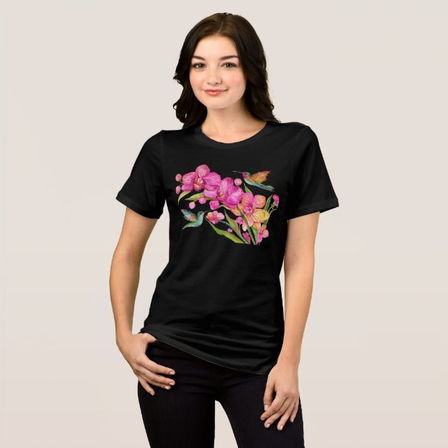 Hummingbird and Orchids Tri-Blend Shirt (Front Full)