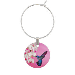 Hummingbird and Orchids Wine Charm