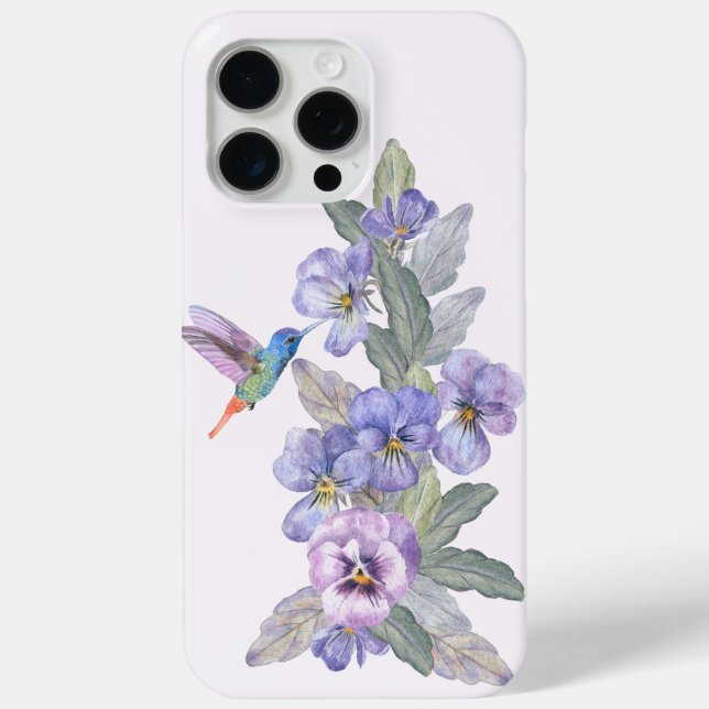 Hummingbird and Pansies Case-Mate iPhone Case (Back)