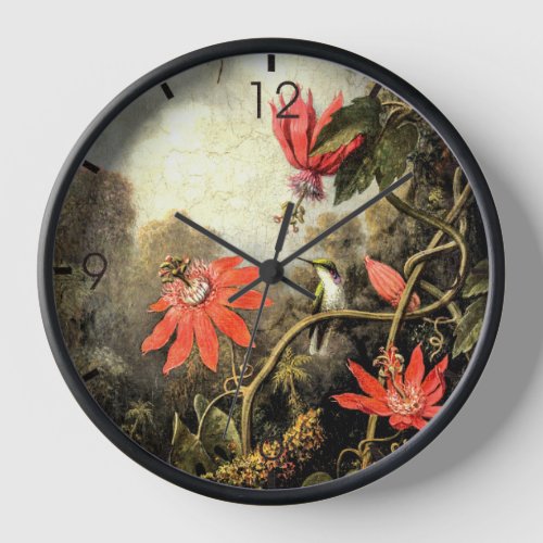 Hummingbird and Passionflowers          Clock