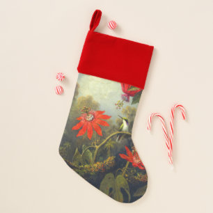Hummingbird and Passionflowers painting Christmas Stocking