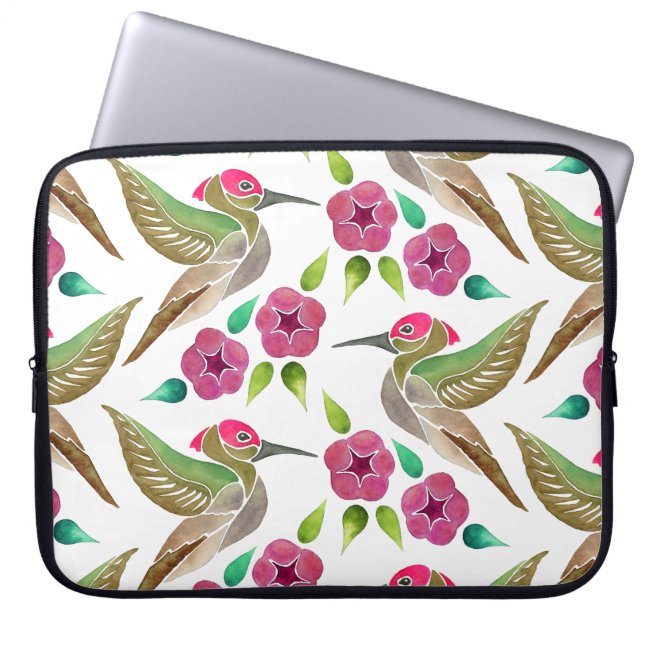 Hummingbird and Petunia Abstract Painting