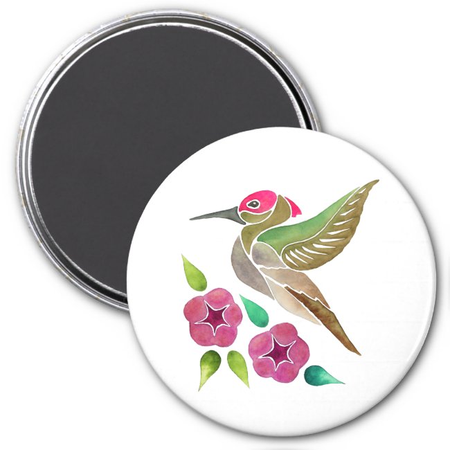 Hummingbird and Petunia Abstract Painting