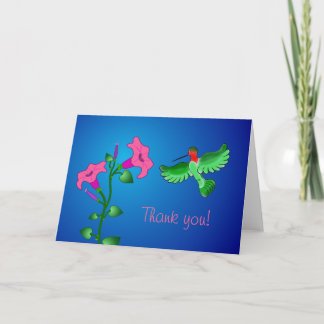 Hummingbird and Petunias Thank You Card