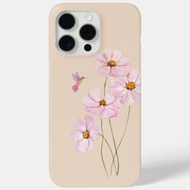 Hummingbird and Pink Cosmos Case-Mate iPhone Case (Back)