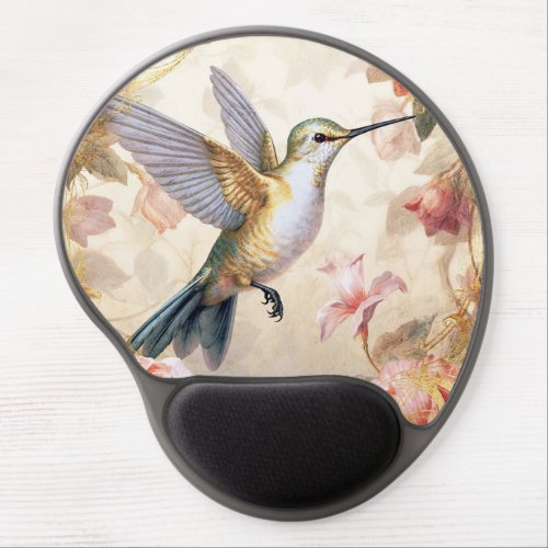 Hummingbird and Pink Flowers Gel Mouse Pad