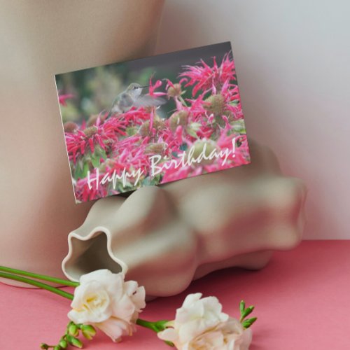 Hummingbird and Pink Flowers Nature Birthday