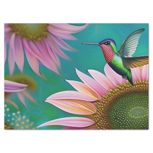 Hummingbird and Pink Sunflower Tissue Paper