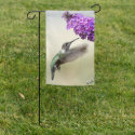 Hummingbird and Purple Flowers Garden Flag
