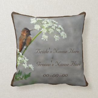 Hummingbird and Queen Ann's Lace wedding pillow