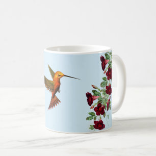 Hummingbird and Red Flowers Coffee Mug