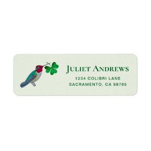 Hummingbird and Shamrock Return Address Label