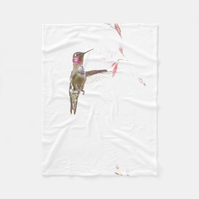 Hummingbird and Single Flower Fleece Blanket (Front)