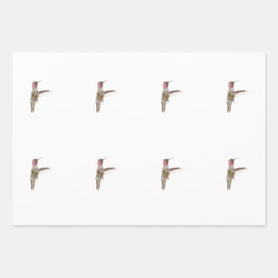 Hummingbird and single flower wrapping paper sheets