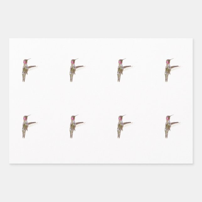 Hummingbird and single flower wrapping paper sheets (Front 2)