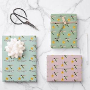 Hummingbird and Star Wrapping Paper Sheets