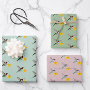 Hummingbird and Star Wrapping Paper Sheets