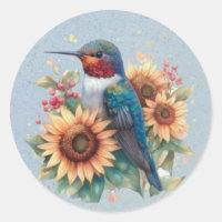Hummingbird and Sunflower Blue Baby Shower