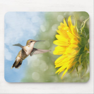 Hummingbird and Sunflower Mouse Pad