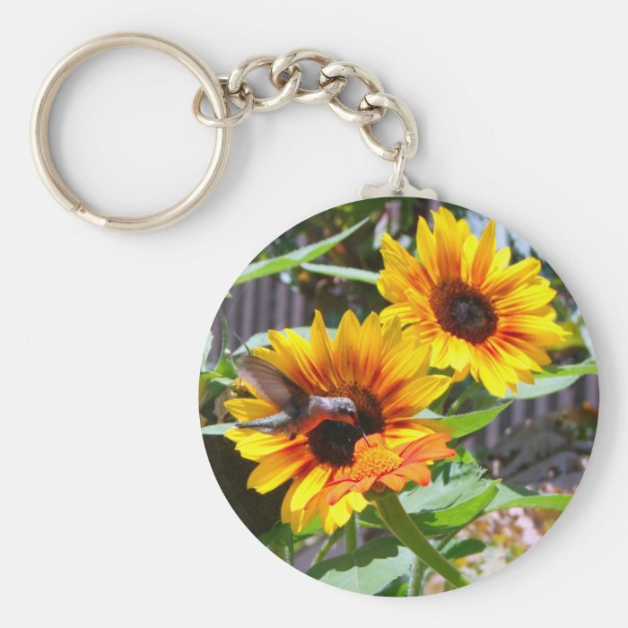 Hummingbird and Sunflowers Key Chain