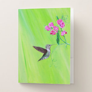 Hummingbird and Sweet Peas Painting Pocket Folder
