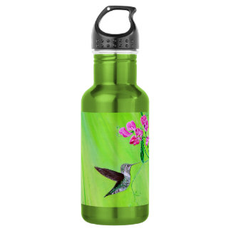 Hummingbird and Sweet Peas Painting Stainless Steel Water Bottle