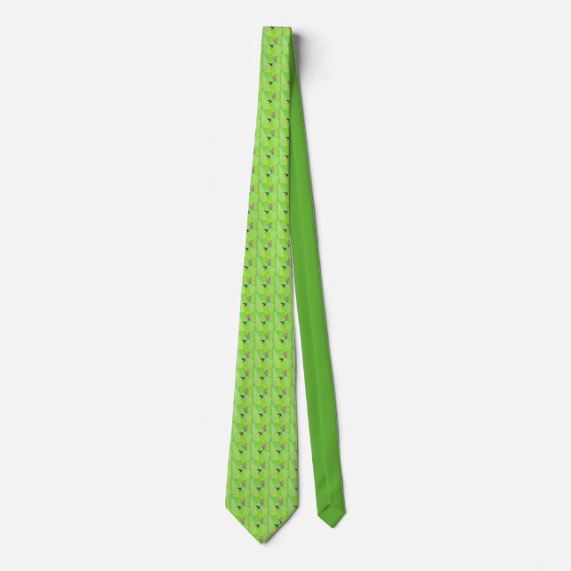 Hummingbird and Sweet Peas Painting Tie (Front)