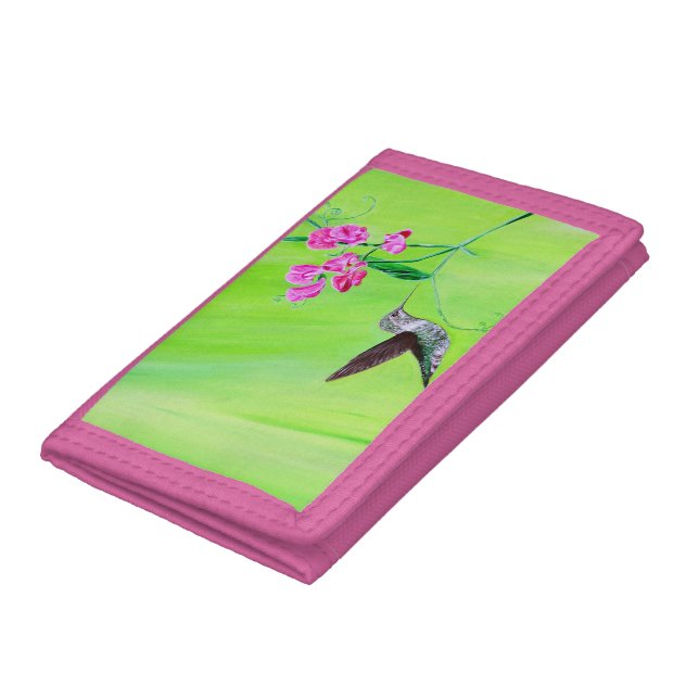 Hummingbird and Sweet Peas Painting Trifold Wallet (Bottom)