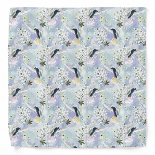 Hummingbird and white flowers bandana
