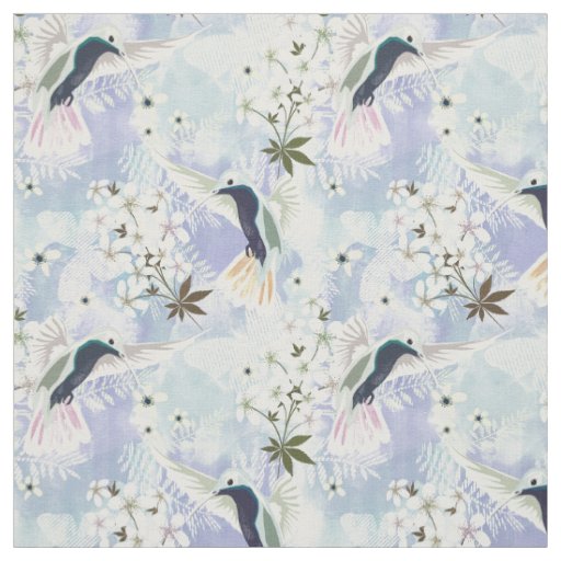 Hummingbird and white flowers fabric