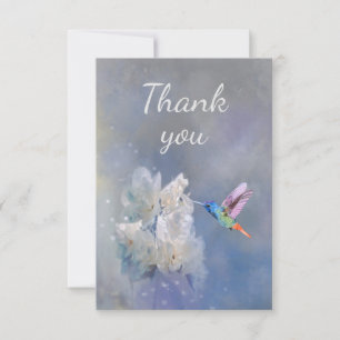 Hummingbird and white garden flower Thank You