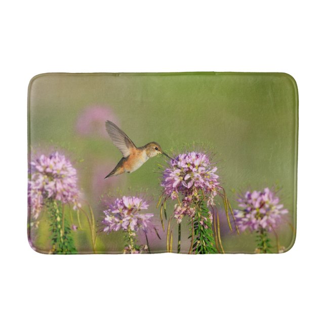 Hummingbird and Wildflowers Bath Mat (Front)