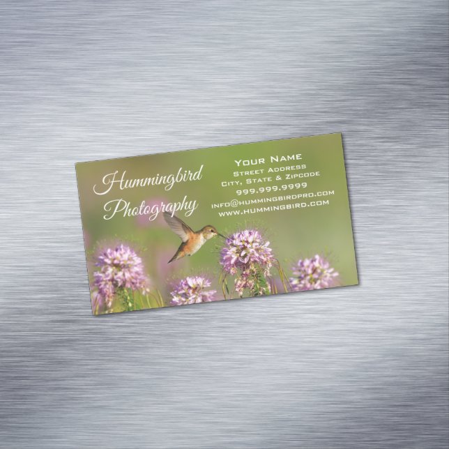 Hummingbird and Wildflowers Business Card Magnet (In Situ)
