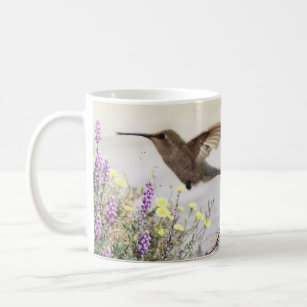 Hummingbird and Wildflowers Digital Art Coffee Mug