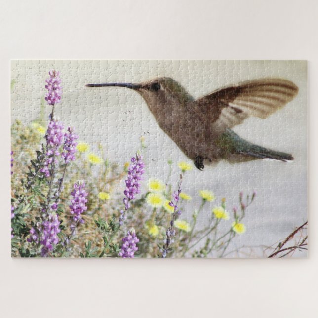 Hummingbird and Wildflowers Digital Art Jigsaw Puzzle (Horizontal)